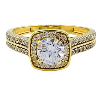 9ct Gold Cubic Zirconia Cluster Ring Size O